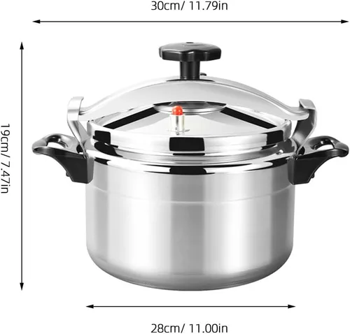 Miniatura 2 de PRETYZOOM Olla a presión de 11 cuartos de galón, acero inoxidable, con cerradura de una sola mano, con válvula de resorte, compatible con gas e