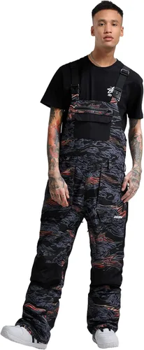 Miniatura 3 de GSOU SNOW Pantalones de esquí para hombre, overol de nieve para snowboard, impermeable, resistente al viento, con correa ajustable, para invierno