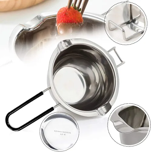 Miniatura 3 de Olla de Fusión de Doble Caldera con 600ML, Olla de Fusión de Chocolate de Acero Inoxidable con Mango Resistente al Calor para Mantequilla Caramelo