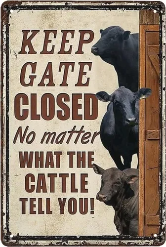 Miniatura 6 de Letrero de metal con texto en inglés "Keep Gate Closed" de Alpaca Farm Keep Gate Closed, divertido letrero de precaución de metal para valla de A2