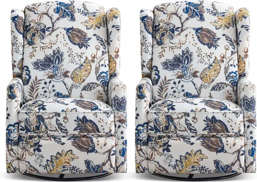 Miniatura 11 de Silla reclinable giratoria, mecedora deslizante para guardería, silla reclinable floral con respaldo de ala, silla reclinable en liquidación, silla