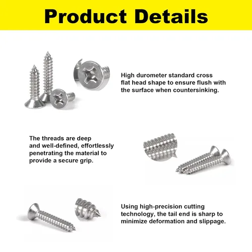 Miniatura 2 de Kit de tornillo y anclaje de madera #4 (420 piezas) – Tornillos autorroscantes Phillips de cabeza plana de acero inoxidable 304 para muebles
