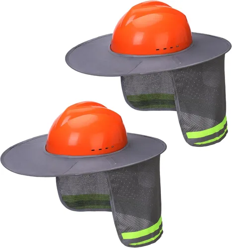 Miniatura 22 de UNCO - Casco de Sombrero Duro con Protector Solar, 1 Paquete, Amarillo, Visera Completa y Estándar de Malla Reflectante de Alta Visibilidad