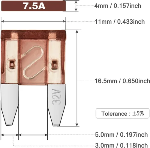 Miniatura 3 de Chanzon Fusible de hoja mini ATM/APM de 7.5 A con certificación UL, 10 fusibles automáticos de 7.5 amperios y 32 V, soplado rápido para automóvil