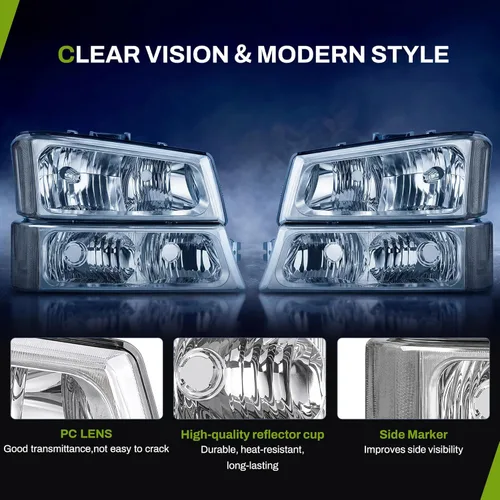 Miniatura 4 de AUTOSAVER88 - Juego de faros delanteros compatible con 2003 2004 2005 2006 Chevy Silverado Avalanche 1500 1500HD 2500 2500HD 3500/2007 Classic OE