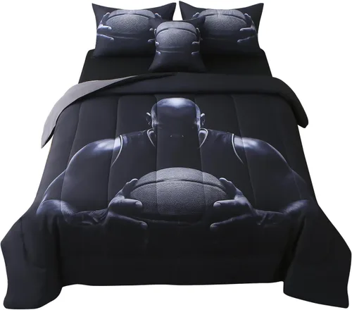 Miniatura 13 de JQinHome Juego de edredón deportivo para niños tamaño individual, cama de 6 piezas en una bolsa para niños y adolescentes, ropa de cama