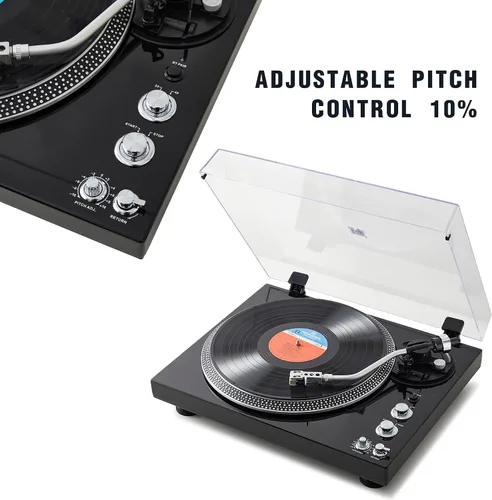 Miniatura 3 de Tocadiscos de transmisión por correa de alta fidelidad con cartucho premium, control de pitch ±10%, brazo de tono de retorno automático, reproductor