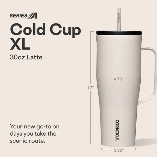 Miniatura 2 de Corkcicle Cold Cup XL - Vaso aislado con asa – Mantiene las bebidas frías 12 horas – Triple aislamiento – Tapa a prueba de derrames – Regalo de Café