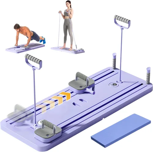 ZOOMSNAIL Tabla de pilates, tabla multifuncional con temporizador, máquina de abdominales antideslizante con soporte de codo, fácil de almacenar