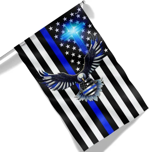 Bandera Americana - La Delgada Línea Azul. Policía. Aplicación de la Ley Bandera de Águila Americana TPT1581F, 3x5 pies. Bandera - Banderas de