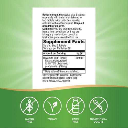 Miniatura 5 de Nature's Way Extracto de espino para el cuidado del corazón, apoya la función cardíaca saludable*, 120 tabletas