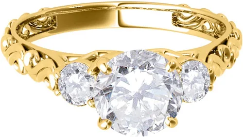 Miniatura 2 de MauliJewels 0.50 Ct. Three-Stone Diamond Engagement Ring for Women in 14K Solid White Yellow Rose Gold - Elegant and Timeless Design