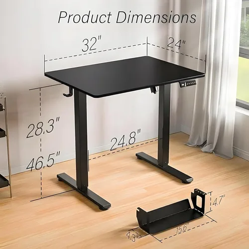 Miniatura 3 de Kingant Escritorio de pie con altura ajustable pequeño, escritorios eléctricos de pie [32 x 24 pulgadas] - Escritorios ergonómicos de pie y sentado