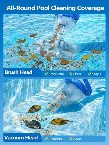 Miniatura 8 de LanOcean Aspiradora de piscina inalámbrica para piscina enterrada, flujo ajustable, cabezal de cepillo transparente, limpieza visible, potente