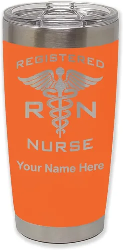 Miniatura 42 de LaserGram Vaso aislado al vacío de 20 onzas, enfermera registrada RN, grabado personalizado incluido (negro)