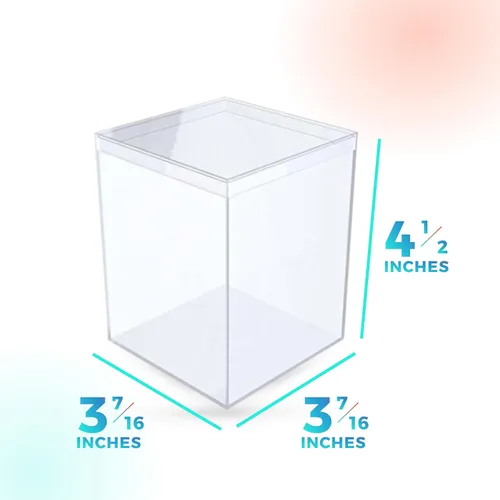 Miniatura 5 de Juego de 6 cajas de acrílico con tapas, 3.44 pulgadas cuadradas x 4.5 pulgadas de alto, fabricadas en Estados Unidos, vitrina transparente