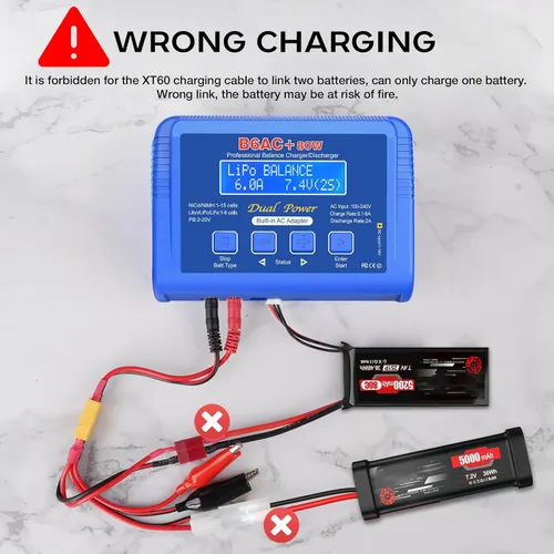 Miniatura 4 de Cargador LiPo Cargador de batería de equilibrio rápido Descargador de batería 80W 6A Smart Digital Battery Pack Cargadores para 1S-6S LiPo Life