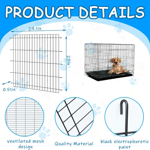 Miniatura 2 de Tandefio Paquete de 2 paneles divisores de jaulas para perros de 48 pulgadas, divisor ajustable de metal para perreras para perros grandes, medianos