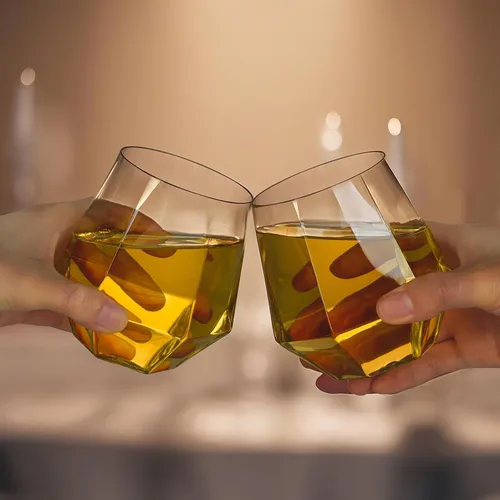 Miniatura 5 de Goodluck 40 piezas de copas de vino y whisky de plástico sin tallo de diamante, 12 onzas, copas de cóctel desechables, adecuadas para bodas, fiestas