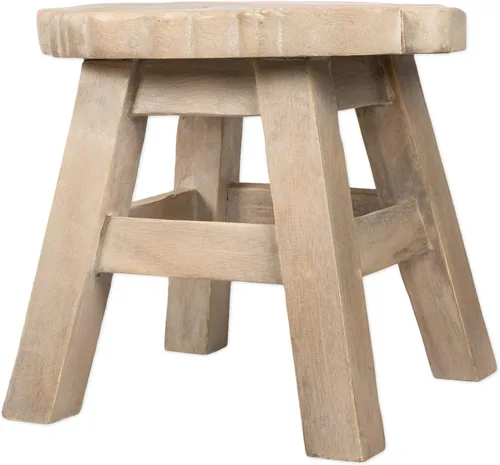 Miniatura 3 de Taburete corto decorativo de madera de acacia tallada a mano con diseño de conejito