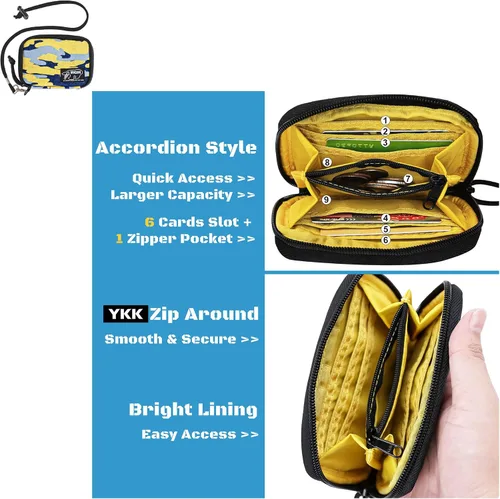 Miniatura 4 de Rough Enough - Cartera para adolescentes y niños, tarjetero con cordón para el cuello, cremallera, bolsillo para monedas, acordeón, lona
