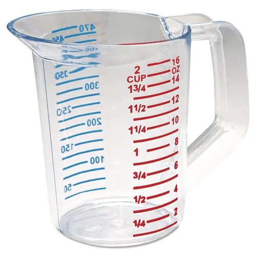 Rubbermaid Commercial Products Bouncer Taza Medidora Transparente 2 Tazas/0.5 Cuartos de Galón Transparente Resistente Grado Alimenticio Fácil de