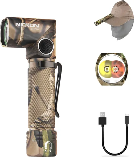Miniatura 8 de NICRON B74T Linterna de luz roja, luz LED blanca recargable de 700 lúmenes con base magnética, clip, IP65 impermeable para camping, caminata