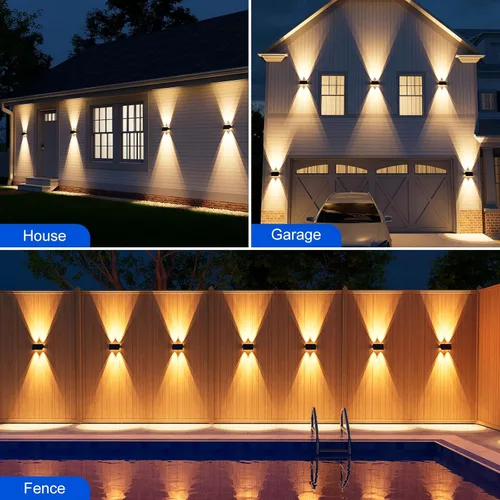 Miniatura 6 de 4 Pack Solar Powered Wall Lights for Outside Up and Down Fence Mount LED Outdoor Decorative Waterproof Lamps for Porch, Deck, Patio, Yard, Garden, 4