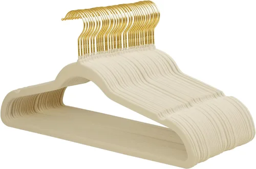 ManGotree Perchas de terciopelo con gancho dorado giratorio de 360°, perchas de fieltro antideslizantes para trajes, colgador de ropa delgado que