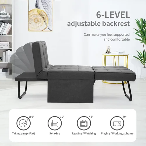 Miniatura 3 de BIGSYY Sofá Cama, 4 en 1 Otomana Plegable Multifunción de Lino Transpirable Cama Sofá con Respaldo Ajustable Silla Convertible Moderna para Sala