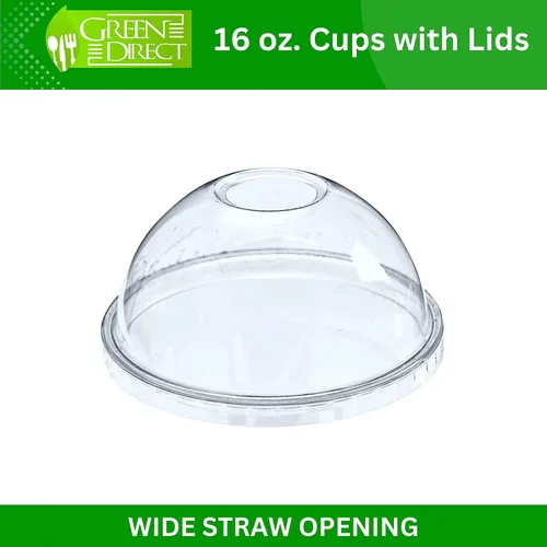 Miniatura 3 de Green Direct Vasos desechables de plástico transparente de 10 onzas con tapas, para café helado, Bubble Boba, bebidas frías y batidos, paquete de 100