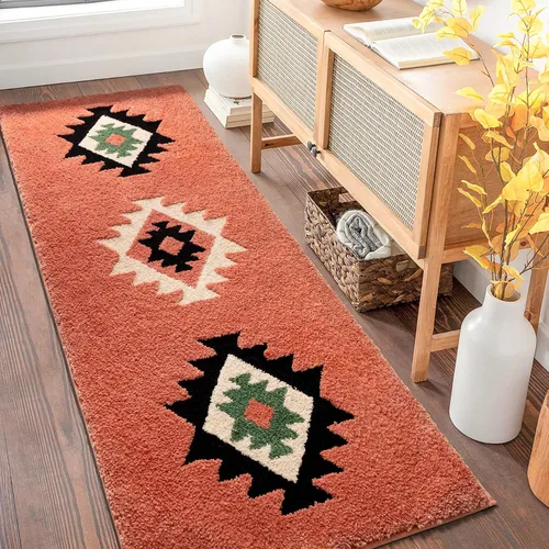 Miniatura 12 de DEXDE Alfombras de Baño Bohemias Marroquíes Alfombra de Baño 20x32 Pulgadas - Tapete de Baño Geométrico Antideslizante, Beige Crema Lavable a