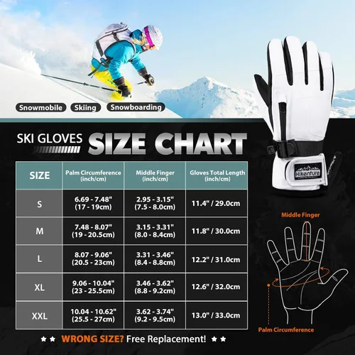 Miniatura 5 de Hikenture Ski Gloves Snow Gloves for Men&Women, 3M Thinsulate Waterproof Snowboard Gloves, Insulated Touchscreen Snowmobile Gloves for Cold Weather