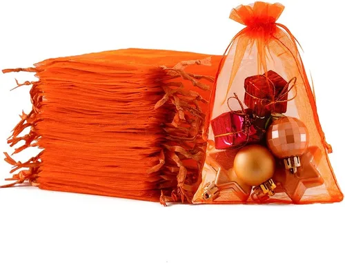 Miniatura 20 de Meowoo 100 bolsas de organza, bolsas de malla pequeñas de 3 x 4 pulgadas con cordón, bolsas de regalo de malla con cordón para joyas, dulces