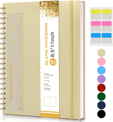 Miniatura 20 de Lined Spiral Notebook Journal 8.5” x 11”, A4 Large Notebooks for Women Men, College Ruled Journal, 100 GSM Paper, Plastic Hardcover Spiral Bound