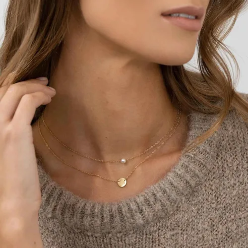 Miniatura 3 de Ieftop Regalos para el día de San Valentín para ella, delicado collar de oro para mujer, chapado en oro de 14 quilates, bonito collar de corazón