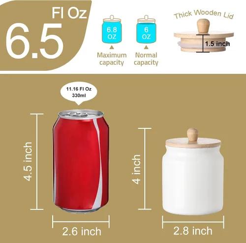 Miniatura 2 de Sweejar - Recipientes de cerámica para cocina, tarro de almacenamiento de alimentos de porcelana con tapa hermética de madera, recipiente