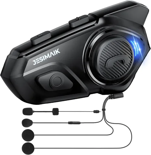 Miniatura 10 de JESIMAIK Auriculares Bluetooth para Casco de Motocicleta, Sistema de Comunicación de Casco de 2KM de 10 Vías, Intercomunicador de Audio Multitarea