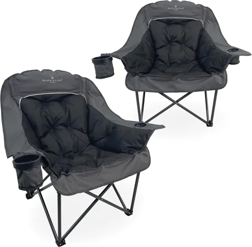 Miniatura 13 de Black Sierra Silla de campamento de gran tamaño para adultos, asiento al aire libre resistente con acolchado de felpa, soporta 400 libras, Marrón