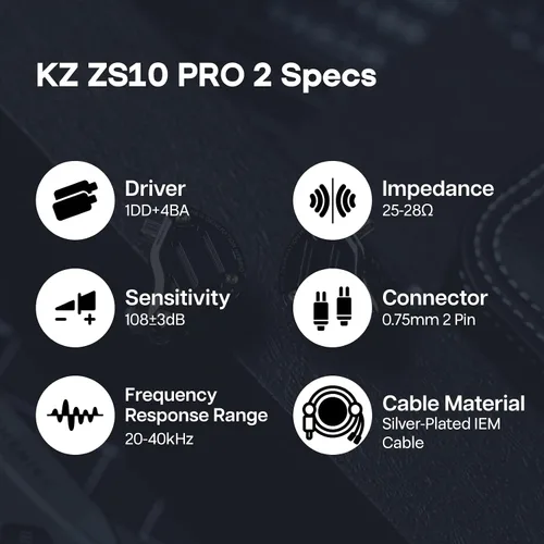 Miniatura 7 de Linsoul KZ ZS10 PRO 2 Monitor In-Ear IEM, Auriculares Híbridos con Cable 1DD+4BA, con Interruptor de Sintonización de 4 Niveles, Auriculares Gaming