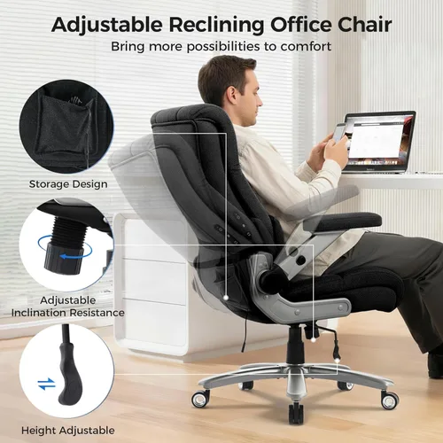 Miniatura 7 de Silla de oficina grande y alta de 600 libras, asiento extra ancho, masaje 3D y calor, silla de oficina con resistencia para personas, brazos