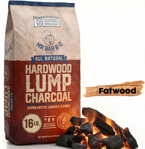 Miniatura 10 de Mr. Bar-B-Q - Carbón natural de madera dura de 8 libras. Carbón natural de primera calidad para asar, barbacoa, ahumar, Kamado y parrillas