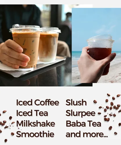 Miniatura 5 de Vasos de plástico transparente de 12 oz con tapas sin pajita, 25 juegos de vasos desechables de plástico para café helado, vasos para llevar