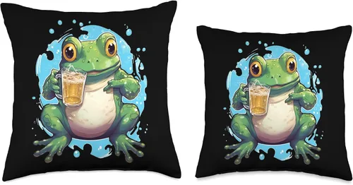 Miniatura 3 de Beer and Frog Beer Drinking Gifts Beber Funny Beer Drinker Frogs Toad Anfibian - Almohada de 16 x 16 pulgadas, multicolor