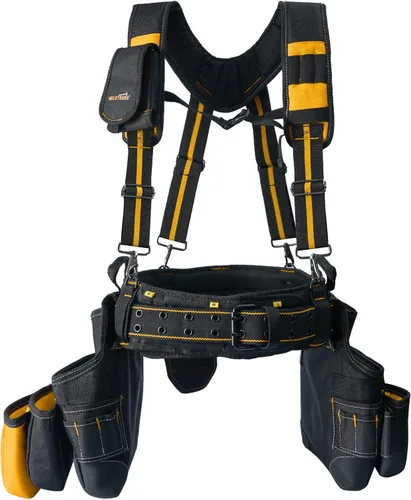 Miniatura 10 de MELOTOUGH Cinturón de herramientas con suspensión, bolsa de herramientas con suspensión, cinturón de herramientas con peine, delantal de carpintero