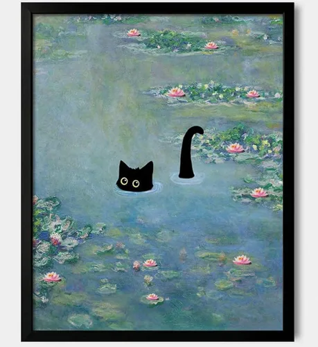 Miniatura 7 de Hamduker Cuadros de Arte de Pared de Gato Negro de Jardín Pósters Divertidos de Gato Preppy Decoración de Arte de Pared Galería de Granja Arte