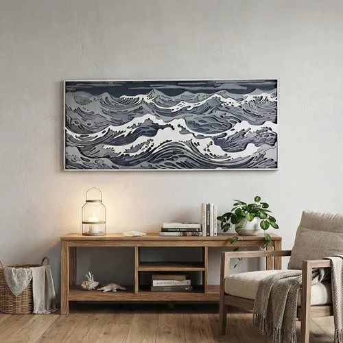 Miniatura 4 de NEODECO Decoración de pared de ondas de madera paramétrica, escultura de pared de madera 3D, arte de pared de madera de olas en el océano