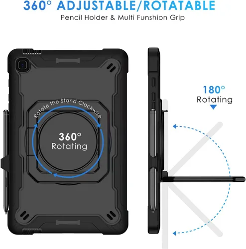 Miniatura 4 de DETUOSI Funda compatible con Samsung Galaxy Tab S6 Lite de 10.4 pulgadas 2024/2022/2020 con correa para el hombro, funda resistente a prueba de Negro