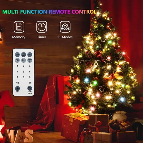 Miniatura 8 de XUNXMAS Luces de Navidad con 300 luces LED de 108 pies que cambian de color con blanco cálido y multicolor, 11 modos, impermeable, conectable, tira