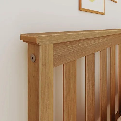 Miniatura 6 de Max & Lily Marco de cama individual con cabecero enlistonado, plataforma de madera maciza para niños, no necesita somier, montaje fácil, Pecan Nuez